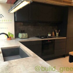 ClaudiCemento microcement installation by @build_greenltd , www.build-green.co.uk. Kitchen