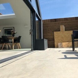 ClaudiCemento microcement on the floors installed by Lukasz - 07784989756. Outdoor patio