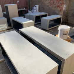 Plants pots coated by ClaudiCemento base microcement. Outdoor Furniture