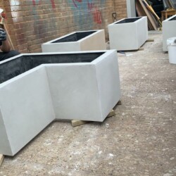 Plant pots coated by ClaudiCemento base microcement. Outdoor Furniture