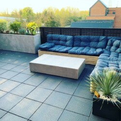 ClaudiCemento microcement Base with waterproof Protector Due Epoxy installed by SOBO. Outdoor furniture