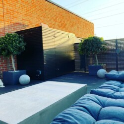 ClaudiCemento microcement Base with waterproof Protector Due Epoxy installed by SOBO. Outdoor furniture