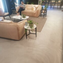 ClaudiCemento microcement on the floors installed by SOBO. Commercial - restaurant