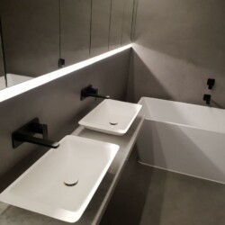 ClaudiCemento Microcement Fine matt finish, medium grey colour Bathroom